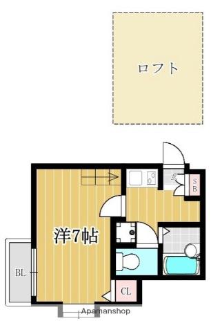 サンライズガーデン博多Ⅱ(1K/2階)の間取り写真