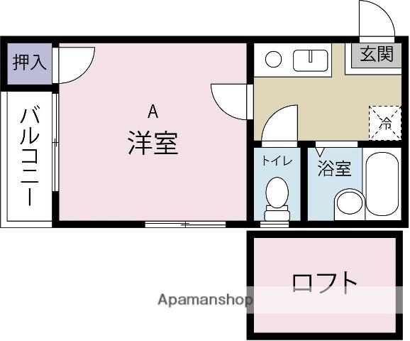西鉄天神大牟田線 西鉄平尾駅 徒歩10分 2階建 築25年(1K/2階)の間取り写真