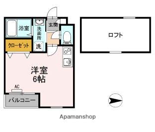 プレジャー福大前Ⅱ(1K/2階)の間取り写真