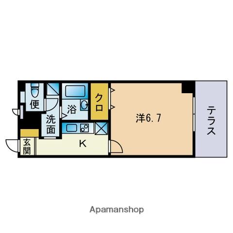 プレジール西南杜(1K/2階)の間取り写真