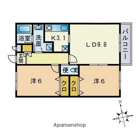 アムールボン・アンジュⅢ(2LDK/2階)の間取り写真