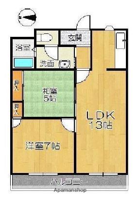 プレスト友丘(2LDK/3階)の間取り写真