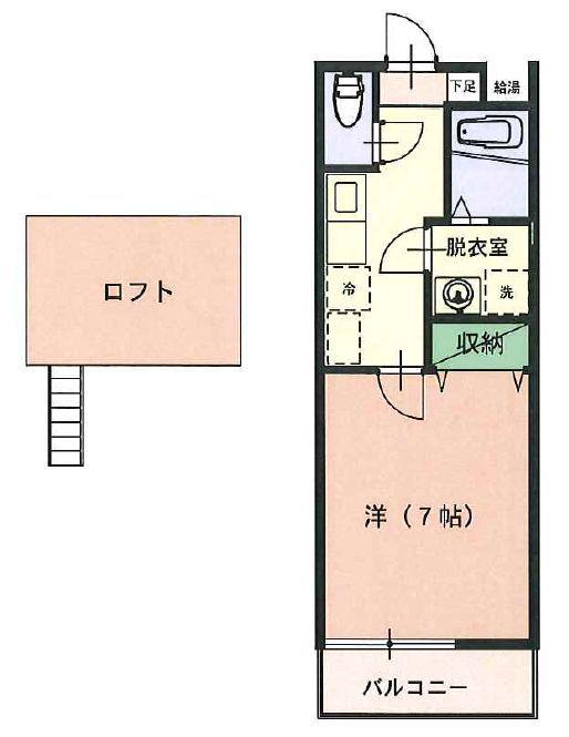 マイカ・フィールドⅢ(1K/1階)の間取り写真