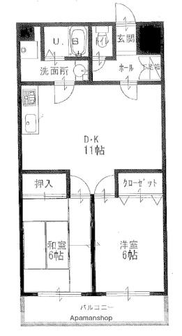 法城ビル(2LDK/3階)の間取り写真