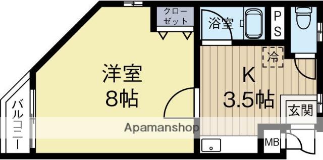 サンライズ(1K/4階)の間取り写真