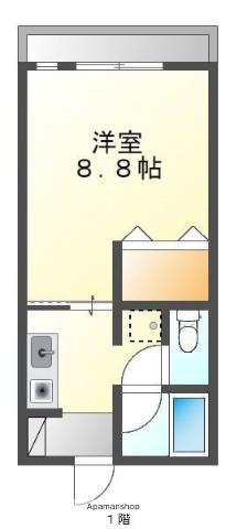 ブライト重留(1K/1階)の間取り写真