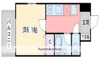 ハートマンション(1K/6階)の間取り写真