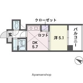 モンレーヴ市崎(1DK/10階)の間取り写真