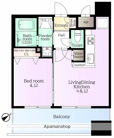 アクタス天神北(1LDK/7階)の間取り写真