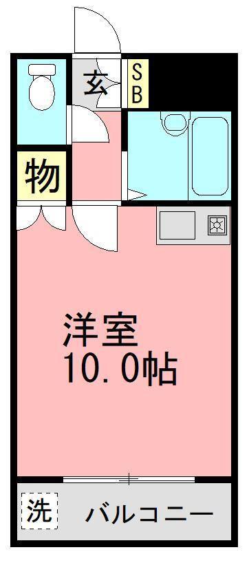 アクアスペースⅡ(ワンルーム/1階)の間取り写真