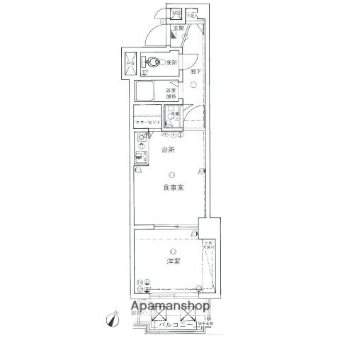 ライオンズマンション西新オレンジ通(1DK/6階)の間取り写真