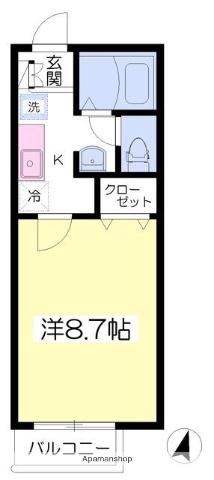 ラフィーネプロムナードⅤ B棟(1K/2階)の間取り写真