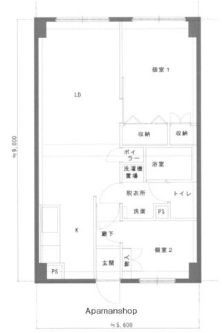 ライオンズマンション高砂(2LDK/2階)の間取り写真