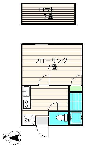 TECHⅢ(1K/2階)の間取り写真