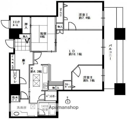 コアマンション大手門タワー(3LDK/9階)の間取り写真