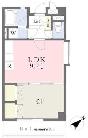 ペンタコード高宮(1DK/5階)の間取り写真