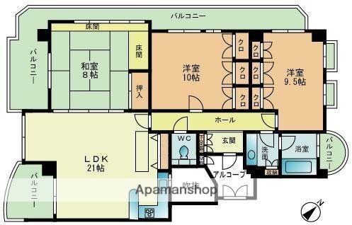 ベルメゾン平尾山荘(3LDK/2階)の間取り写真