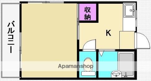 メゾンドール岡部(1K/2階)の間取り写真