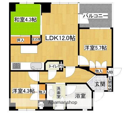 シャトレ高取(3LDK/3階)の間取り写真