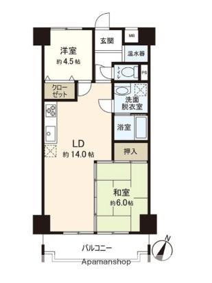 ライオンズマンション薬院第3(2LDK/5階)の間取り写真