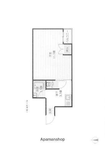 西南ビル(ワンルーム/2階)の間取り写真