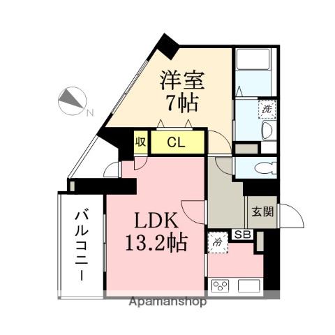 ラクレイス西新レジデンシャルタワー(1LDK/4階)の間取り写真