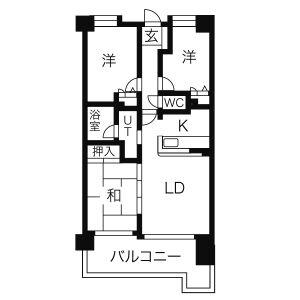 ダイアパレスグランデージ姪浜(3LDK/11階)の間取り写真