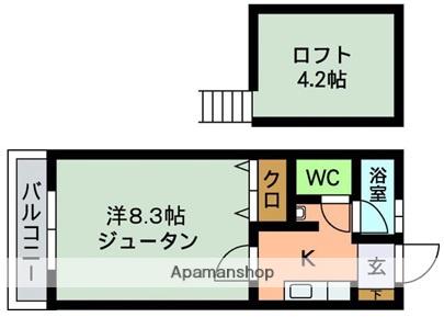クリフサイドテラス(1K/2階)の間取り写真