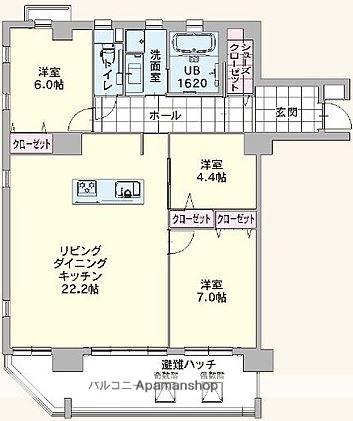パークサイドアパートメント大濠(3LDK/2階)の間取り写真