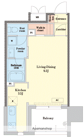 RJRプレシア博多(1K/5階)の間取り写真
