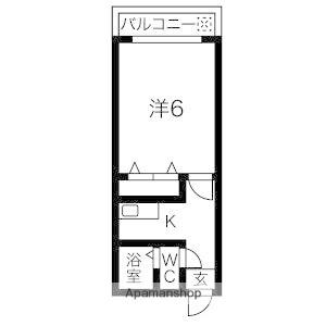 ホワイトシャトー高宮(1K/2階)の間取り写真