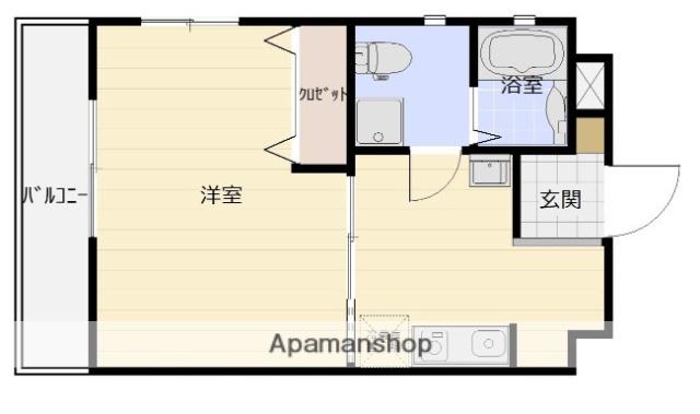 スリーアイランド今宿(1K/3階)の間取り写真