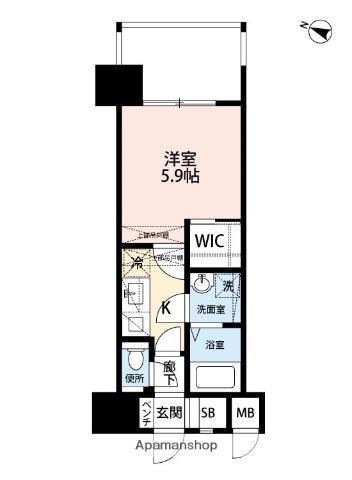 サヴォイ ラ・サブリエール(1K/9階)の間取り写真