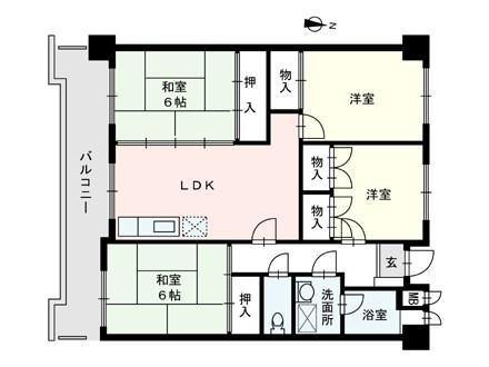 ロジメント生の松原(4LDK/1階)の間取り写真