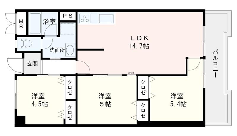 南小笹ヒルズビレッヂ(3LDK/1階)の間取り写真