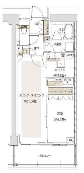 ザ・パークハウス福岡タワーズウエスト(1LDK/9階)の間取り写真