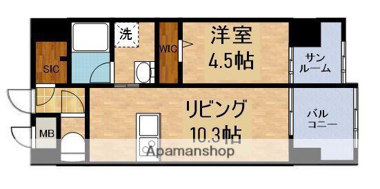 アネーロ西新Ⅳ(1LDK/11階)の間取り写真