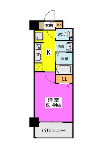 アスミール伊都(1K/9階)の間取り写真