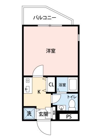 ロイヤルコンフォート六本松(1K/2階)の間取り写真