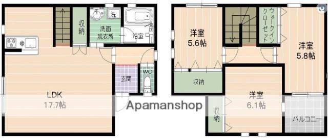 ＹＵＫＯタウン（テラスハウス）(3LDK)の間取り写真