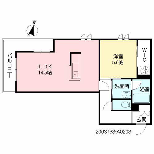 リヴィエール鳥飼Ⅱ(1LDK/2階)の間取り写真