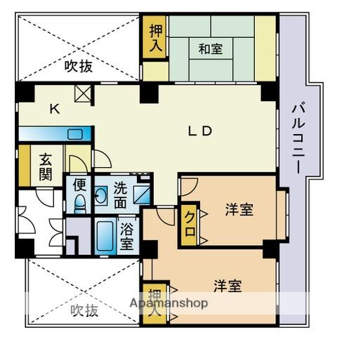 ウェルフォート大濠(3LDK/4階)の間取り写真