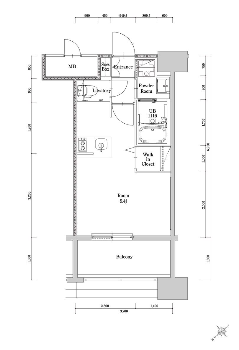 エンクレスト博多駅南GRACE(ワンルーム/9階)の間取り写真
