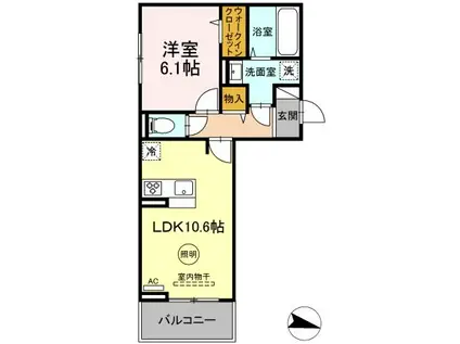 DーROOM石丸(1LDK/2階)の間取り写真