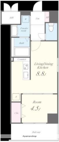 プレジール薬院テラス(1LDK/11階)の間取り写真