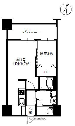 アリエス学研都市Ⅱ(1LDK/3階)の間取り写真