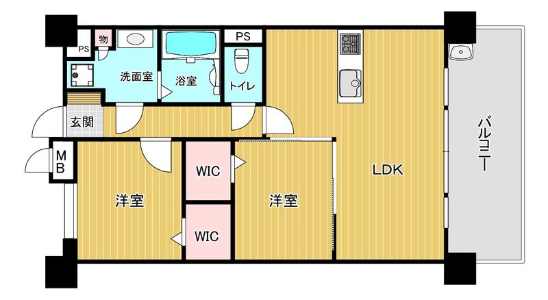 DEUX・RESIA 平尾 PREMIUM(2LDK/8階)の間取り写真