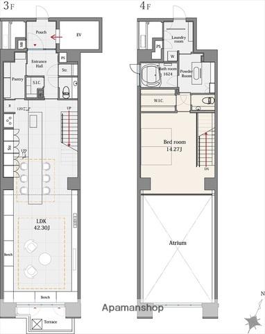 THE DOORS(1LDK/3階)の間取り写真