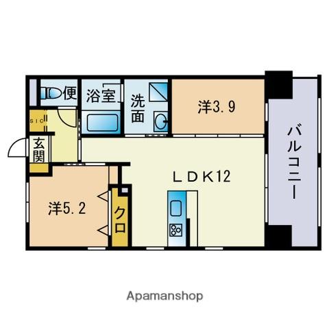 アンジュ大濠(2LDK/8階)の間取り写真