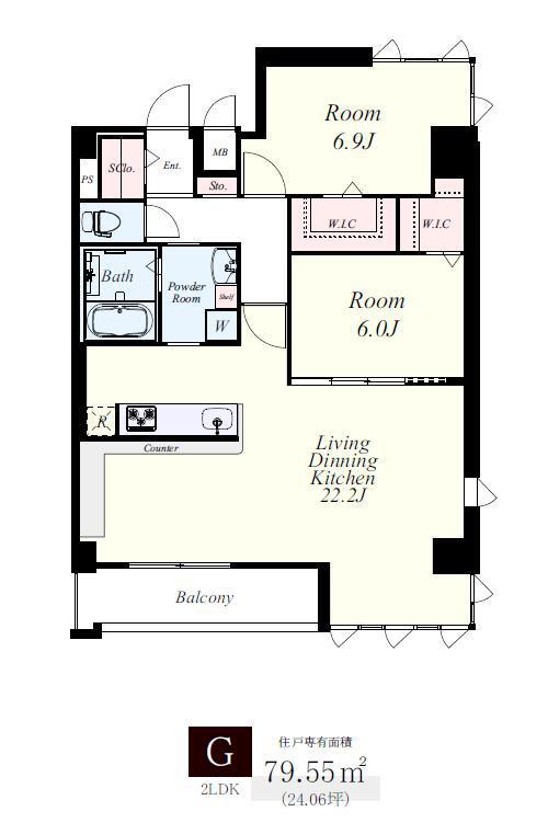 FMTレジデンス博多(2LDK/10階)の間取り写真